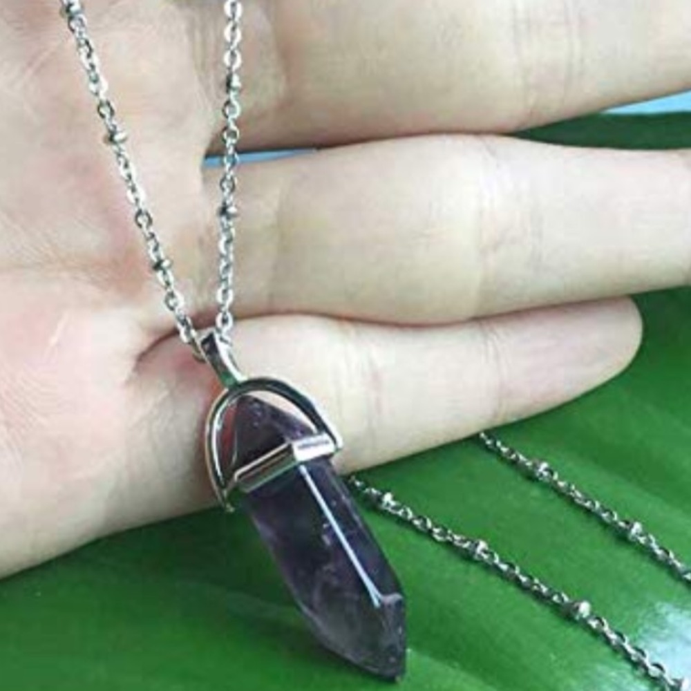Sterling silver amethyst quartz necklace pendant